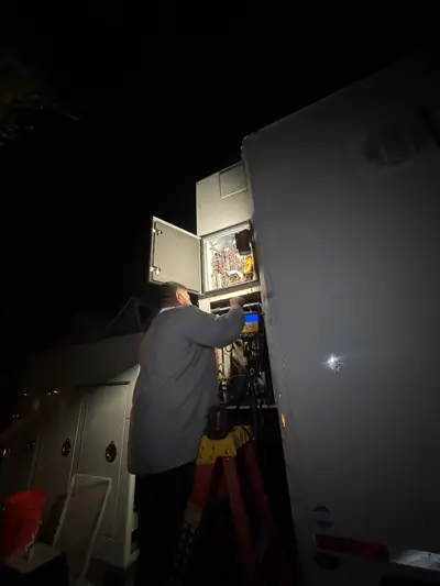 Portfolio image of SEER HVAC work done late at night on an AC Unit for a Commercial Building in Tucson, Arizona.